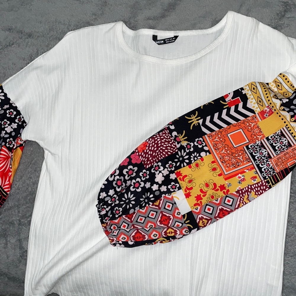 Shein White long puff sleeve tshirt. White is not see through